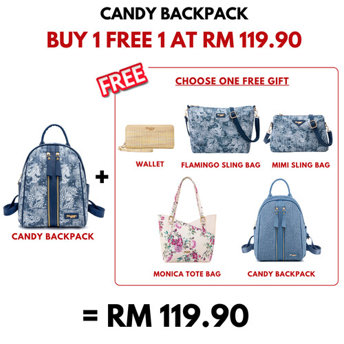 CANDY BACKPACK - FLORAL JEANS CA, NAVY BLUE